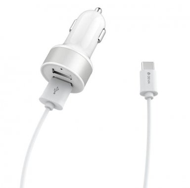 Devia Dual USB Smart Charger USB-C Suit - зарядно за кола с 2xUSB изхода и USB-C кабел за устройства с USB-C стандарт 