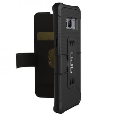 Urban Armor Gear Metropolis - удароустойчив хибриден кейс тип портфейл за Samsung Galaxy S8 (черен)