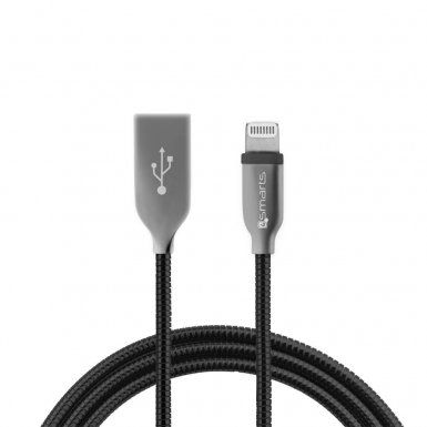 4smarts FerrumCord Stainless Steel Lightning Data Cable - Lightning кабел с оплетка от неръждаема стомана (100 см) (черен)
