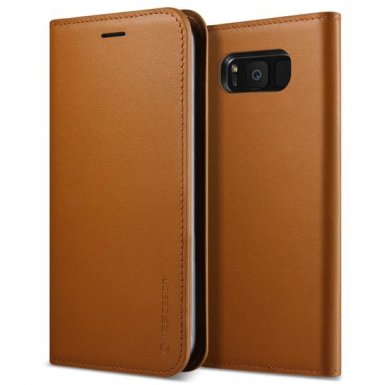 Verus Genuine Leather Diary Case - кожен калъф (естествена кожа), тип портфейл за Samsung Galaxy S8 Plus (кафяв)