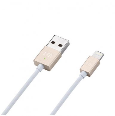 Just Mobile AluCable LED Lightning Cable - здрав и качествен Lightning кабел с LED индикация за iPhone, iPad, iPod с Lightning (златист)