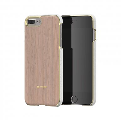 Mozo Wood Case - поликарбонатов кейс с гръб от истинско дърво за iPhone 8, iPhone 7 (дъб)