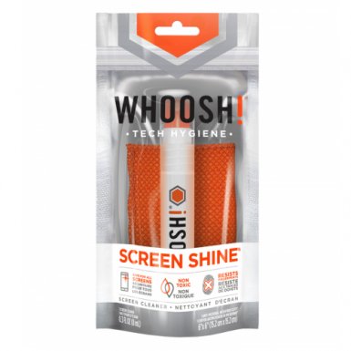 Whoosh Pocket Screen Shine Pocket Sprayer with antimicrobial microfiber cloth 8ml - антибактериален спрей и микрофибърна кърпичка за почистване на дисплеи