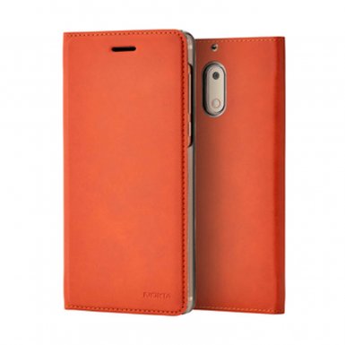 Nokia Slim Flip Case CP-301 - оригинален кожен калъф с отделение за кр. карта за Nokia 6 (кафяв)