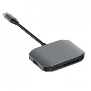 Comma Clian USB-C to Card Reader Hub - USB-C хъб за свързване от USB-C към SD и MicroSD карти и USB 3.0 (тъмносив)