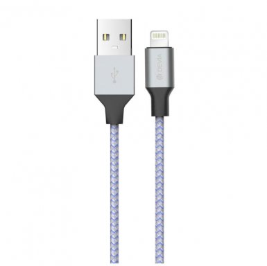 Devia Vogue Lightning Cable - текстилен кабел за iPhone, iPad и iPod с Lightning (сив-син)
