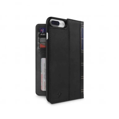 TwelveSouth BookBook - луксозен кожен калъф (с кейс) тип портфейл за iPhone 8 Plus, iPhone 7 Plus (черен)