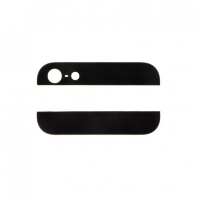 OEM Back Cover Glass - стъклени елементи за горната и долната част от гърба за iPhone 5S (черен)
