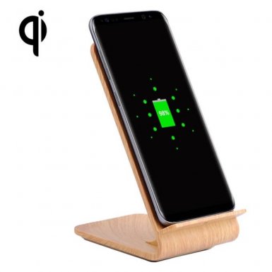 YoLike A8 10W Qi Wireless Charging Stand with LED Light - поставка (пад) за безжично захранване за QI съвместими устройства (дърво)