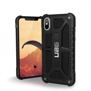 Urban Armor Gear Monarch Case - удароустойчив хибриден кейс за iPhone XS, iPhone X (черен)