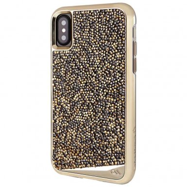 CaseMate Brilliance Case - хибриден кейс с висока защита и кристали за iPhone XS, iPhone X (шампанско)