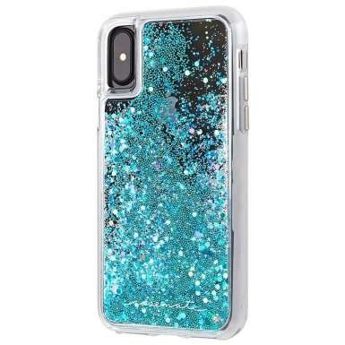 CaseMate Waterfall Case - дизайнерски кейс с висока защита за Apple iPhone XS, iPhone X (син)