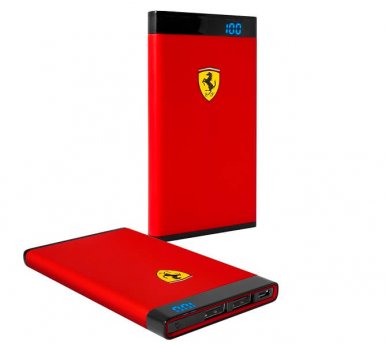 Ferrari Portable Battery Charger 12000mAh - дизайнерска външна батерия с 2 USB изхода за мобилни устройства (червена)