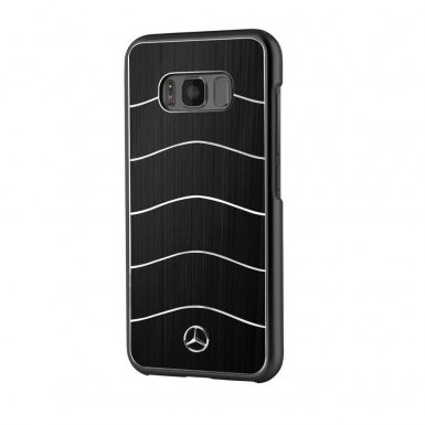 Mercedes-Benz Wave VIII Brushed Aluminium Hard Case - дизайнерски алуминиев кейс за Samsung Galaxy S8 Plus (черен)