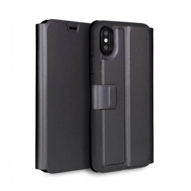 Torrii Gemini Case - двулицев кожен калъф, тип портфейл за iPhone XS, iPhone X (черен)