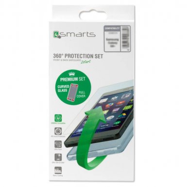 4smarts 360° Premium Protection Set - тънък силиконов кейс и стъклено защитно покритие с извити ръбове за дисплея на iPhone XS, iPhone X (прозрачен)