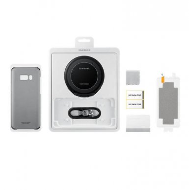Samsung Starter Kit EP-WG95F - комплект станция за безжично зареждане, кейс, кабел и покритие за Samsung Galaxy S8 Plus (черен) 