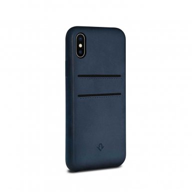 TwelveSouth Relaxed Wallet Leather Clip - кожен (естествена кожа) кейс за iPhone XS, iPhone X (тъмносин)
