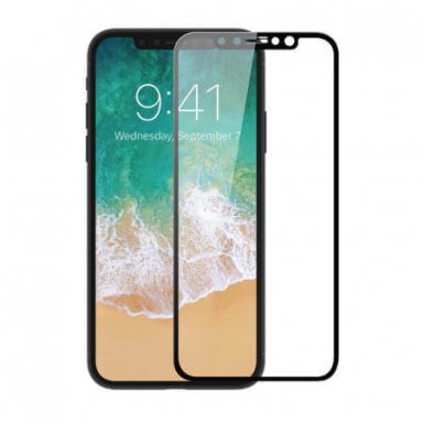 Tucano 3D Tempered Glass Screen Protector - калено стъклено защитно покритие за целия дисплей на iPhone XS, iPhone X (прозрачен-черен)