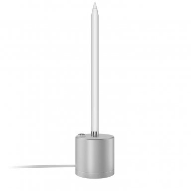 TechMatte Aluminium Apple Pencil Charging Dock - зареждаща алуминиева док станция с вграден кабел и поставка за Apple Pencil (сребриста)