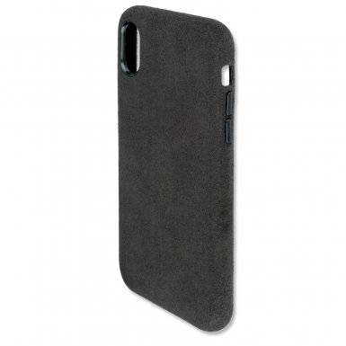 4smarts Clip-On Cover Velours - поликарбонатов кейс с микрофибърно покритие за iPhone XS, iPhone X (черен)