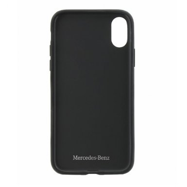 Mercedes-Benz Pattern III Leather Hard Case - кожен кейс (естествена кожа) за iPhone X (черен)