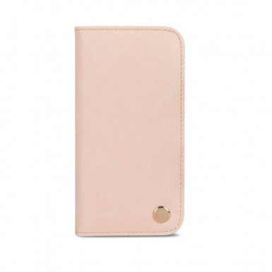 Moshi Overture Case - кожен/текстилен калъф, тип портфейл и поставка за iPhone XS, iPhone X (розов)