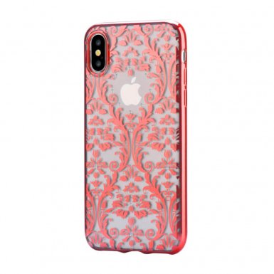 Devia Crystal Baroque Case - силиконов (TPU) калъф за iPhone XS, iPhone X (с кристали Сваровски) (червен)