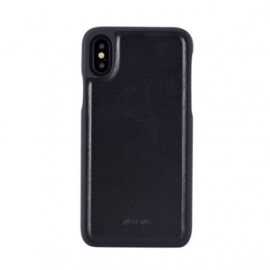 Devia Magic Case - кожен калъф, тип портфейл с отделящ се кейс и поставка за iPhone XS, iPhone X (черен)
