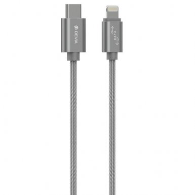 Devia Gracious USB-C to Lightning Cable - USB-C кабел към Lightning за Apple устройства с Lightning и/или устройства с USB-C (сив)