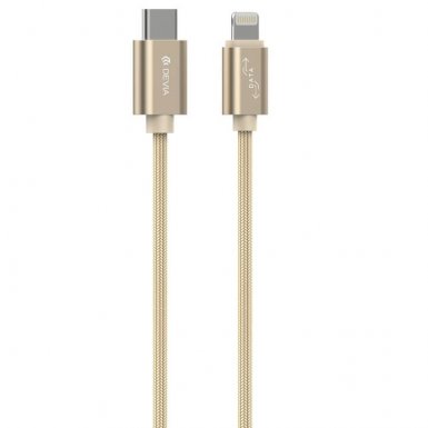 Devia Gracious USB-C to Lightning Cable - USB-C кабел към Lightning за Apple устройства с Lightning и/или устройства с USB-C (златист)