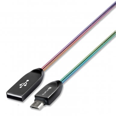 4smarts FerrumCord Stainless Steel MicroUSB Data Cable 1m. - компактен microUSB кабел с оплетка от неръждаема стомана (хамелеон)