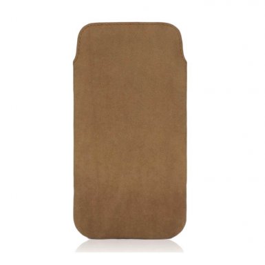 CASEual Leather Pouch - кожен калъф (естествена кожа, ръчна изработка) за iPhone 8, iPhone 7, iPhone 6, iPhone 6S (светлокафяв)