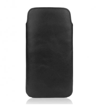 CASEual Leather Pouch - кожен калъф (естествена кожа, ръчна изработка) за iPhone 8, iPhone 7, iPhone 6, iPhone 6S (черен)