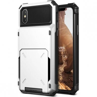 Verus Damda Folder Case - висок клас хибриден удароустойчив кейс с място за кр. карти за iPhone XS, iPhone X (бял)