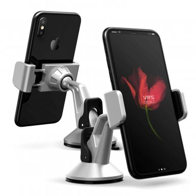 Verus Hybrid Grab Mini - поставка за стъкло и гладки повърхности за iPhone, Samsung и смартфони до 6.3 инча (сребрист)