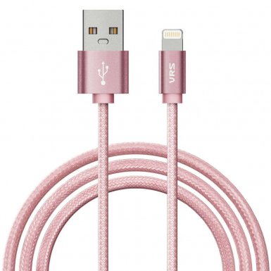 Verus Sync and Charge Lightning - плетен Lightning кабел за iPhone, iPad, iPod (розово злато)