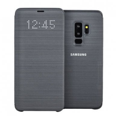 Samsung LED View Cover EF-NG965PBEGWW - оригинален кожен калъф през който виждате информация от дисплея за Samsung Galaxy S9 Plus (черен)