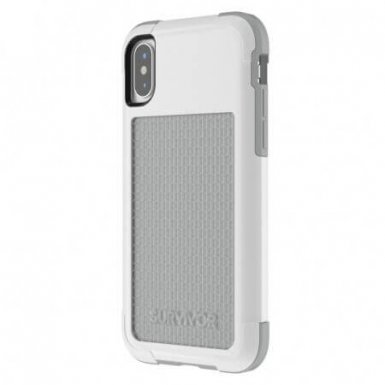 Griffin Survivor Fit - хибриден удароустойчив кейс за iPhone XS, iPhone X (бял-сив)