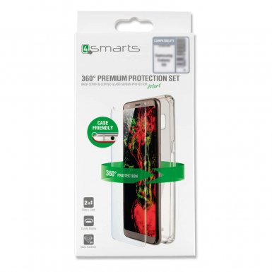 4smarts 360° Premium Protection Set - тънък силиконов кейс и стъклено защитно покритие за дисплея на Samsung Galaxy S9 (прозрачен)