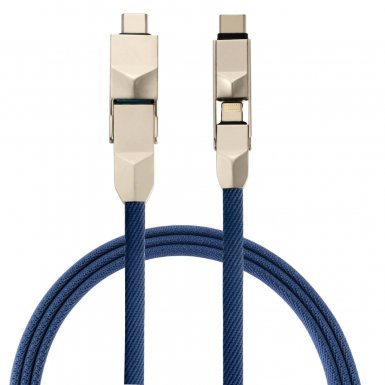 4smarts 6in1 ComboCord Cable - качествен многофункционален кабел за microUSB, Lightning и USB-C стандарти (син)