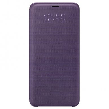 Samsung LED View Cover EF-NG965PVEGWW - оригинален кожен калъф през който виждате информация от дисплея за Samsung Galaxy S9 Plus (виолетов)