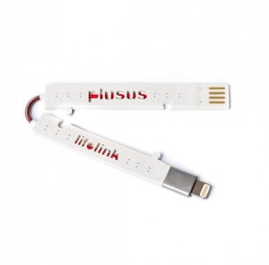 Plusus LifeLink Lightning USB Cable - най-тънкият сертифициран Lightning кабел за iPhone, iPad и iPod (18 см.) (бял-червен)
