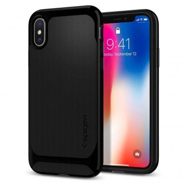 Spigen Neo Hybrid Case - хибриден кейс с висока степен на защита за iPhone XS, iPhone X (черен-гланц) 