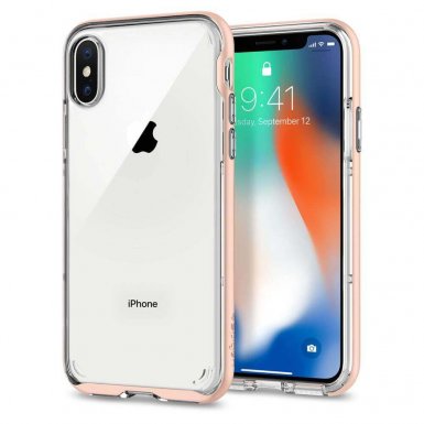 Spigen Neo Hybrid Case Crystal - хибриден кейс с висока степен на защита за iPhone XS, iPhone X (прозрачен-златист)
