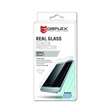 Displex Real Glass 10H Protector 2D - калено стъклено защитно покритие за дисплея на iPhone 8, iPhone 7, iPhone 6S (прозрачен)