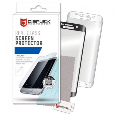 Displex Real Glass 10H Protector 3D Full Cover - калено стъклено защитно покритие за дисплея на iPhone 8 Plus, iPhone 7 Plus, iPhone 6S Plus (черен-прозрачен)