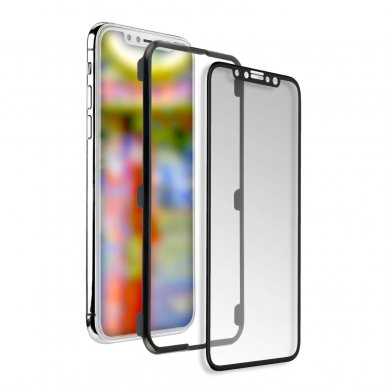 4smarts Second Glass Curved Easy-Assist - калено стъклено покритие с рамка за поставяне iPhone XS, iPhone X (прозрачен-черен)