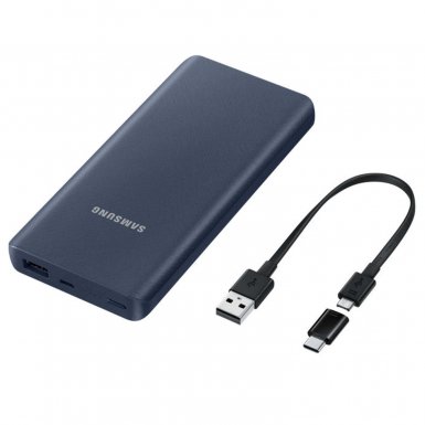 Samsung Universal Battery Pack EB-P3000CN, 10000mAh - външна батерия с MicroUSB кабел и USB-C адаптер за мобилни устройства (тъмносин)