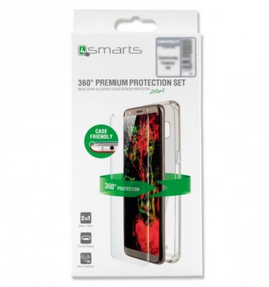 4smarts 360° Protection Set Case Friendly - хибриден кейс и стъклено покритие за Huawei P20 Lite (прозрачен)